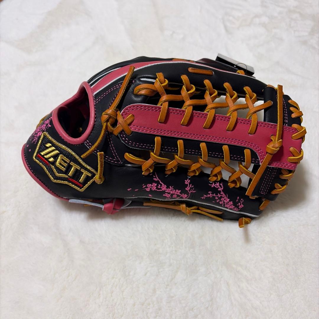 本日限定プロステイタス軟式外野用　桜刺繍　湯もみ型付け済即使用可　袋付新品未使用