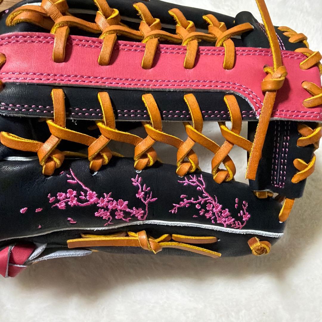 本日限定プロステイタス軟式外野用　桜刺繍　湯もみ型付け済即使用可　袋付新品未使用