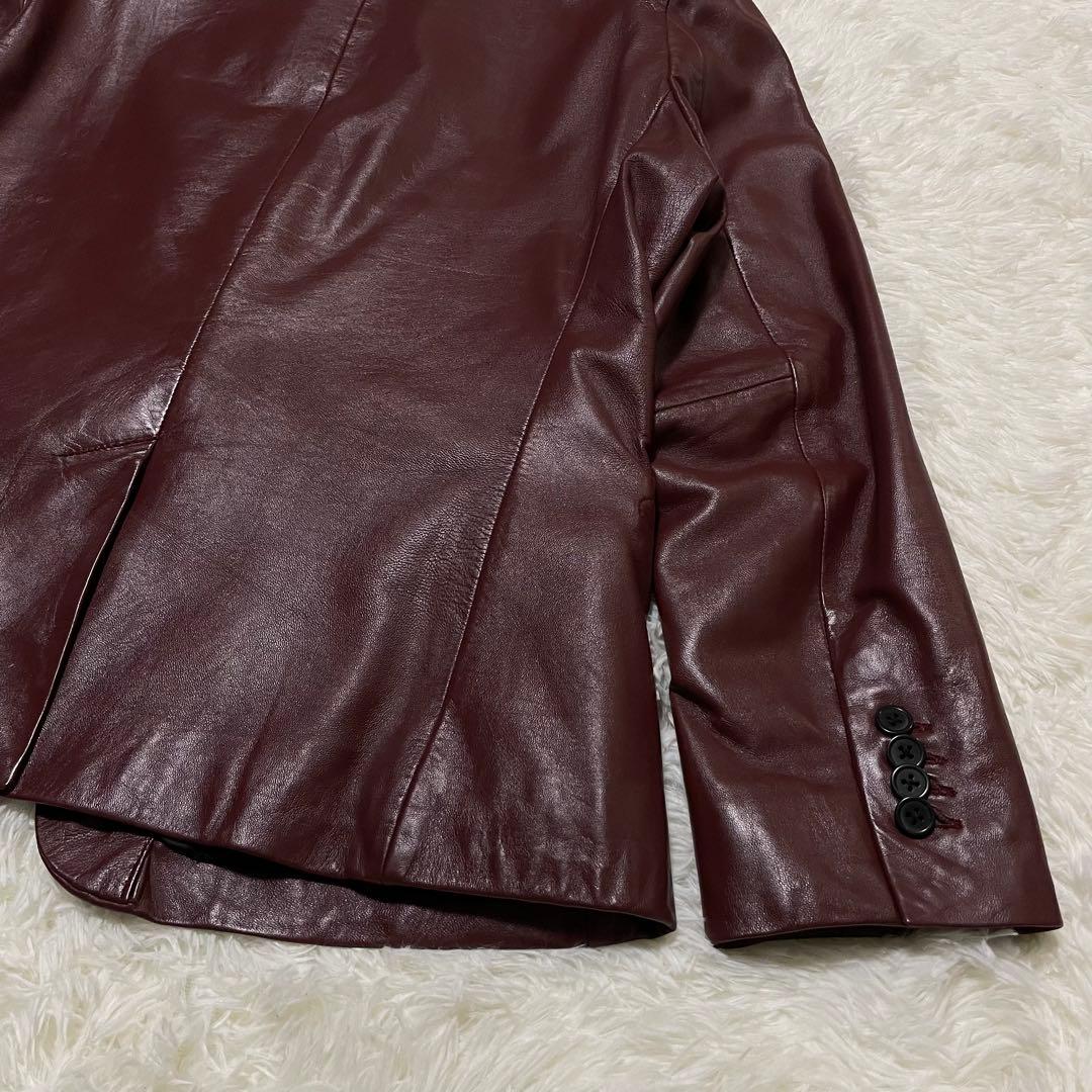 美品　LIUGOO ラムレザー テーラードジャケット　バーガンディ　2B