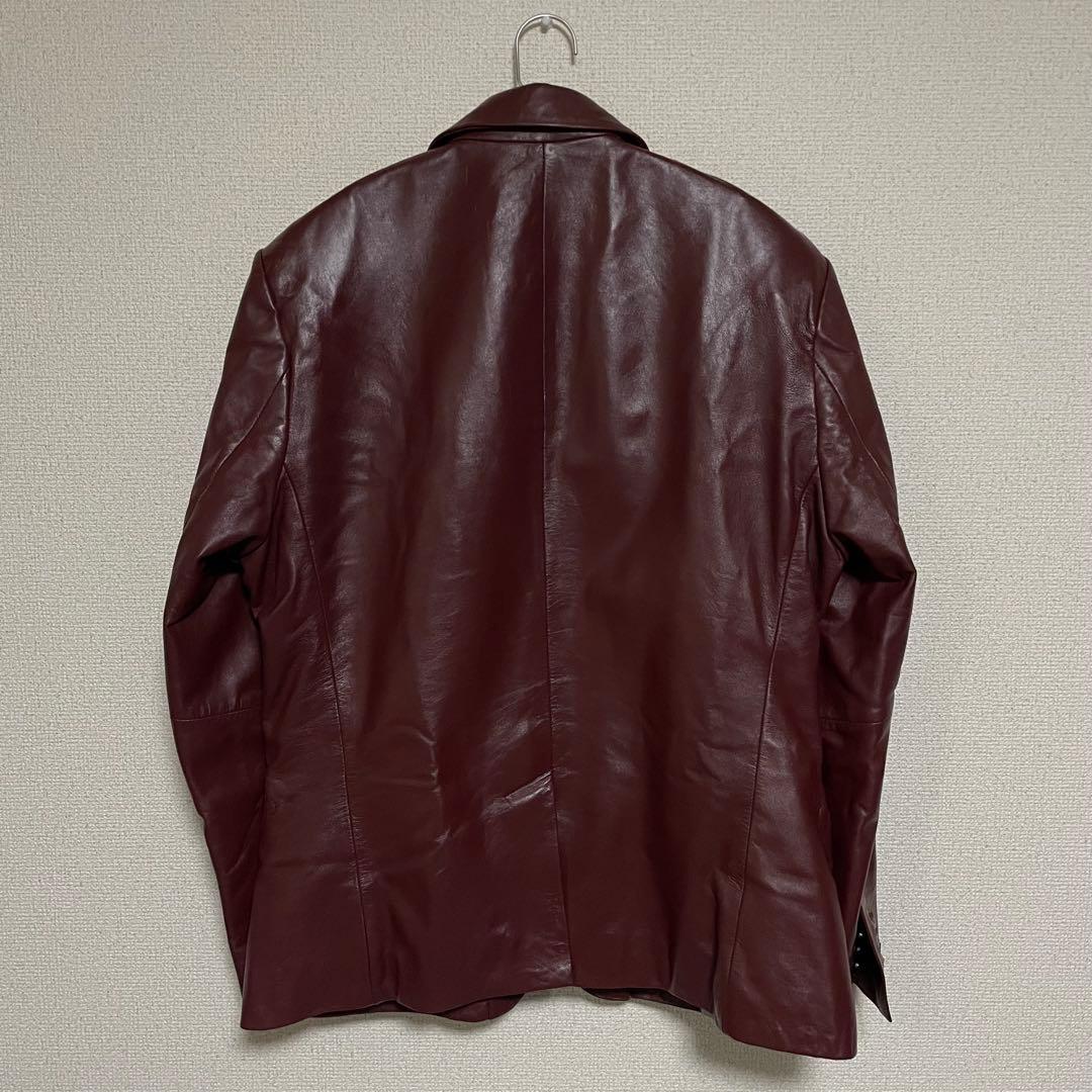 美品　LIUGOO ラムレザー テーラードジャケット　バーガンディ　2B