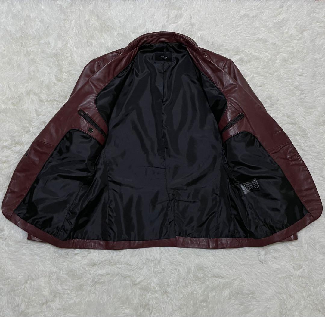 美品　LIUGOO ラムレザー テーラードジャケット　バーガンディ　2B