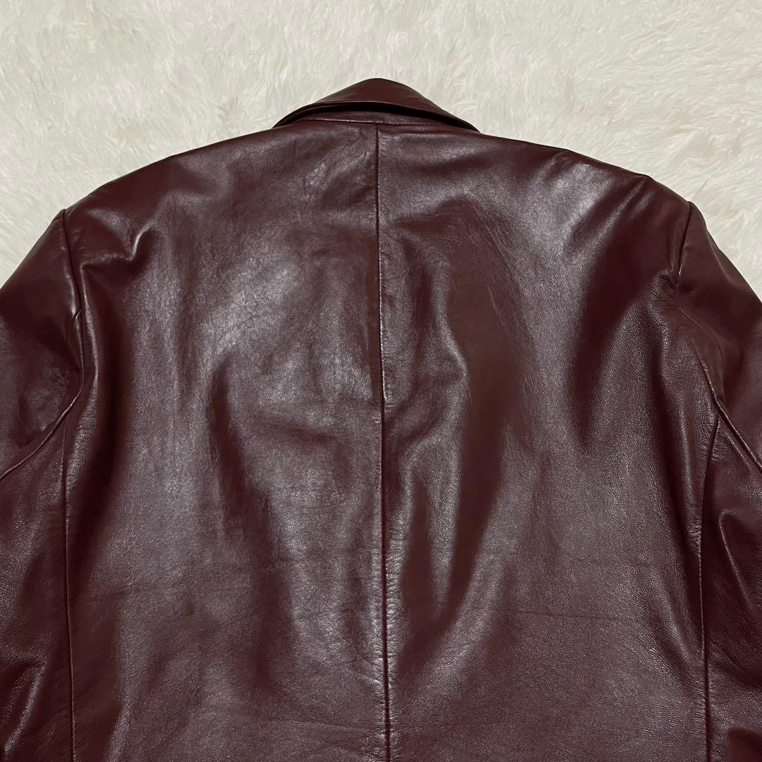 美品　LIUGOO ラムレザー テーラードジャケット　バーガンディ　2B