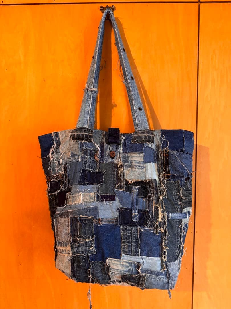 SAYOCAFE個性的デニムパッチワークバッグ