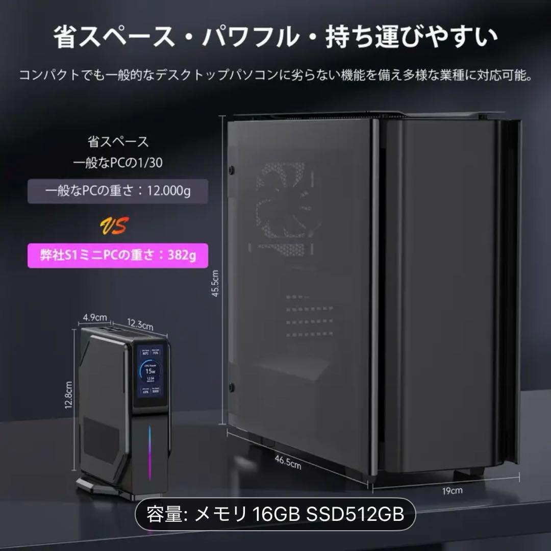 LCD付きミニpc 16GB SSD 512GB n97 新品　Win11
