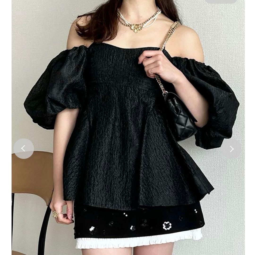 リリーブラウン　3wayシアージャガードペプラムブラウス　LILY BROWN