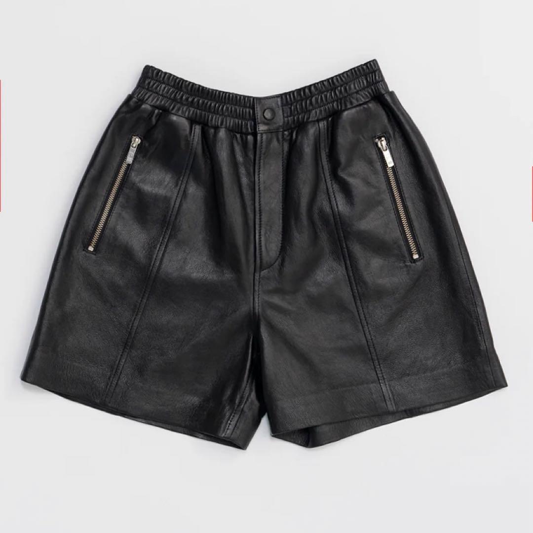 ♡プランクプロジェクト♡レザーショートパンツ　24aw 38 ブラック 羊革　黒