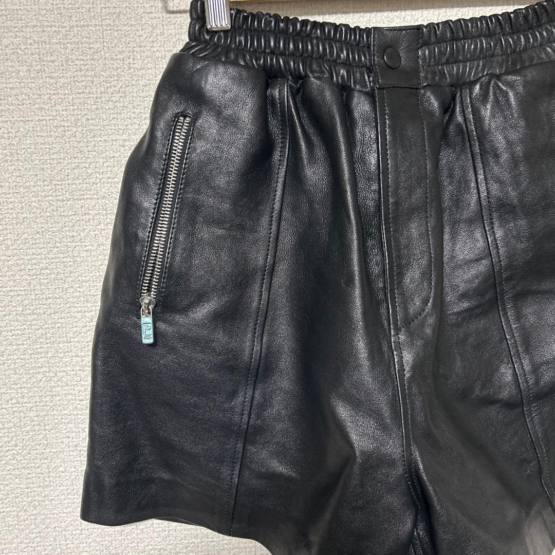 ♡プランクプロジェクト♡レザーショートパンツ　24aw 38 ブラック 羊革　黒