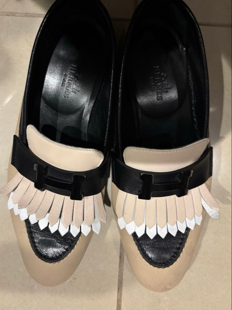 HERMESエルメス レザーローファー モカシン ロワイヤルマルチカラー