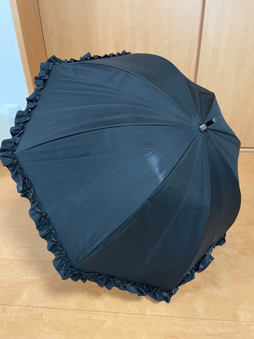 【美品】芦屋ロサブラン　晴雨兼用日傘　ショートサイズ50cm フリル　ブラック