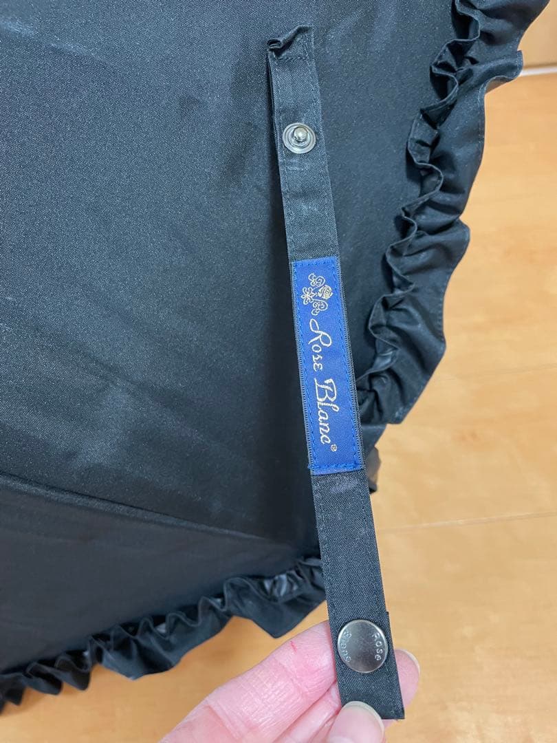 【美品】芦屋ロサブラン　晴雨兼用日傘　ショートサイズ50cm フリル　ブラック