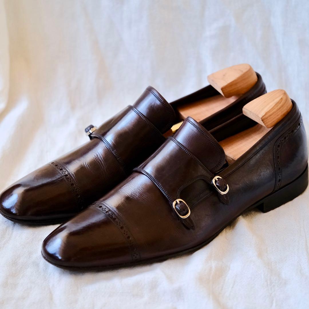 BALLYバリー パンチドキャップダブルモンクFIORIO茶85E