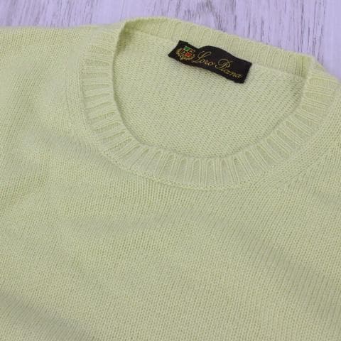 ◇良品 Loro Piana ベビーイエロー クルーネックニット カシミヤ