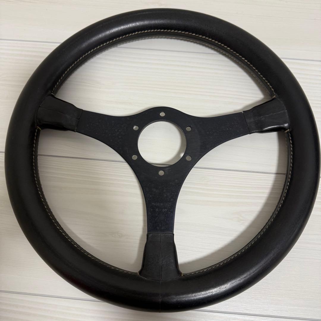 良品 MOMO JACKIE STEWART レザー巻 ステアリング 35cm