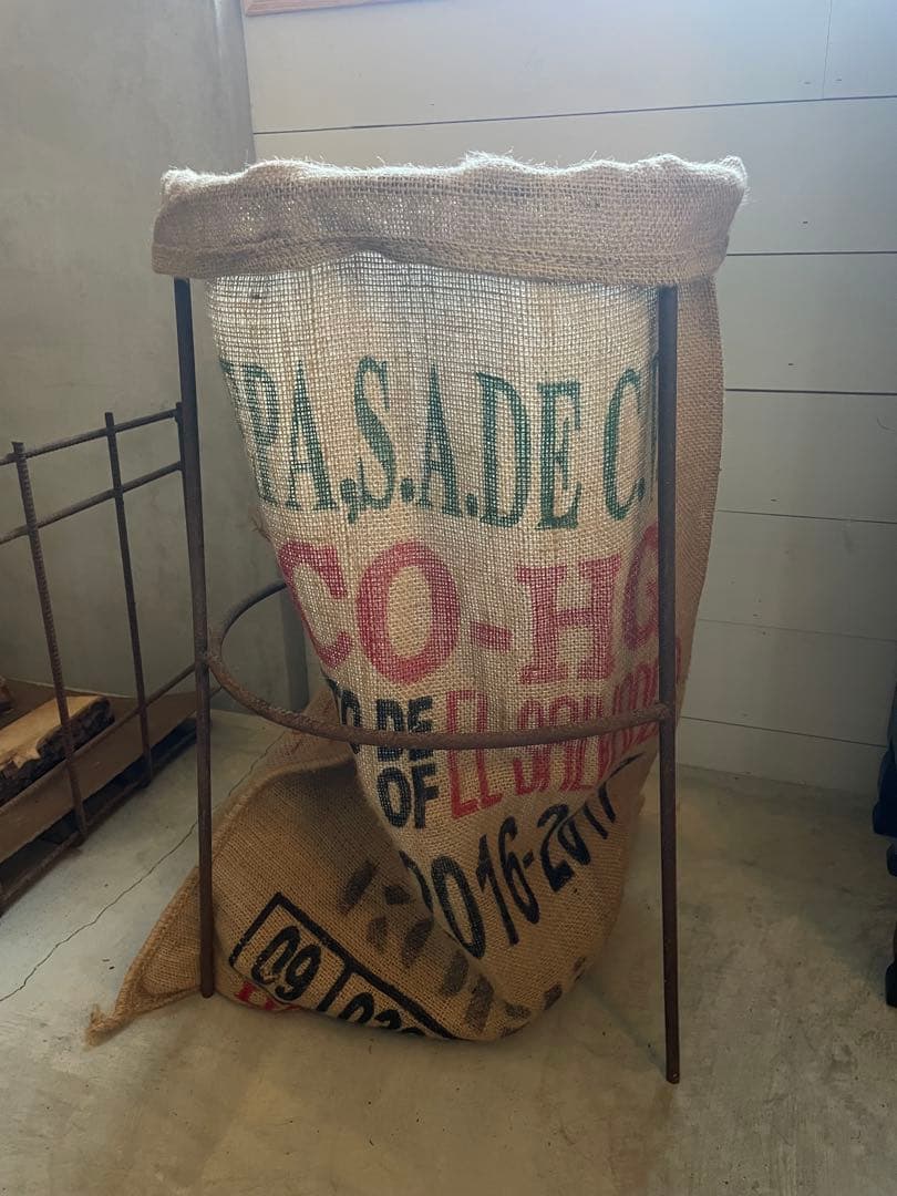 ヴィンテージ コーヒー麻袋 アイアンスタンド 収納 店舗什器