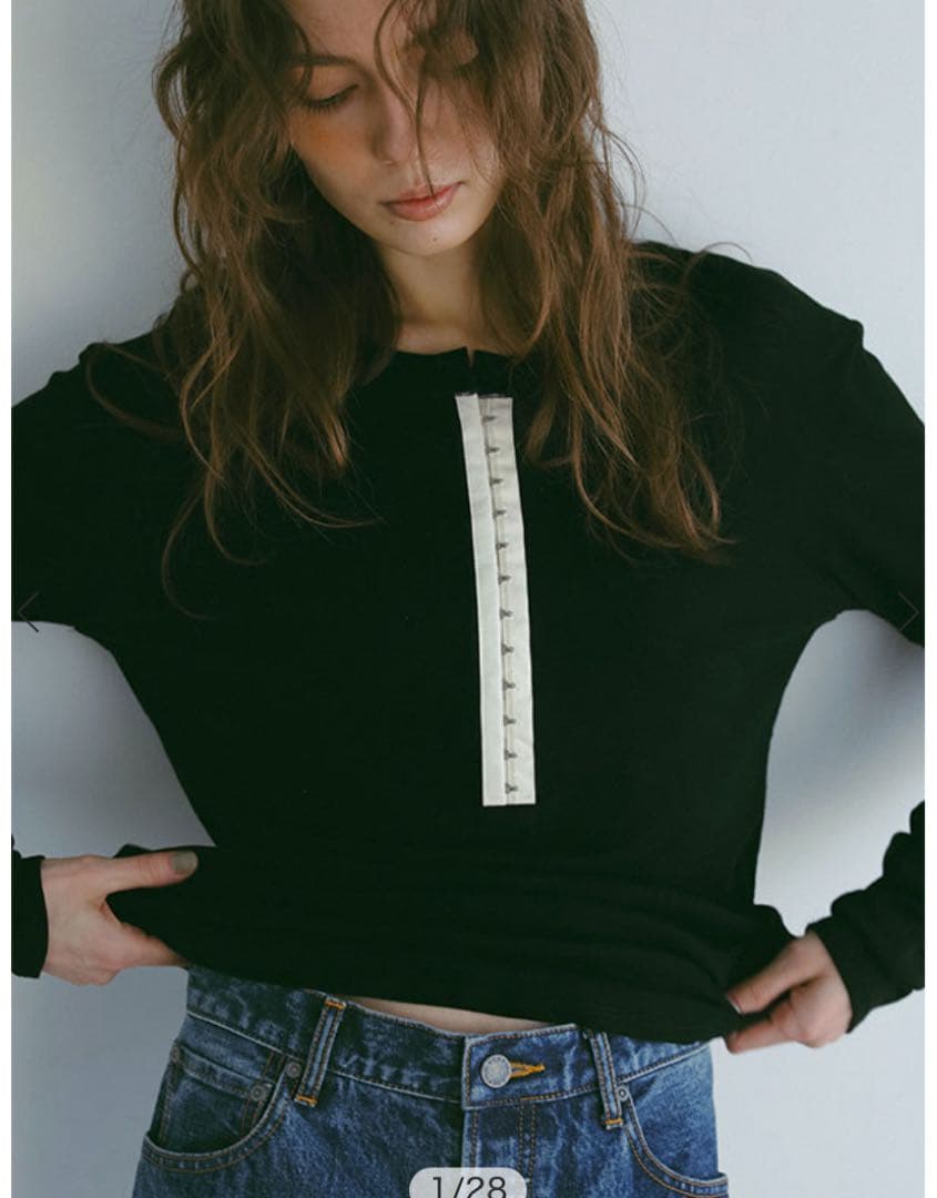 ETRE TOKYO フロントホックソフトプルオーバー BLACK