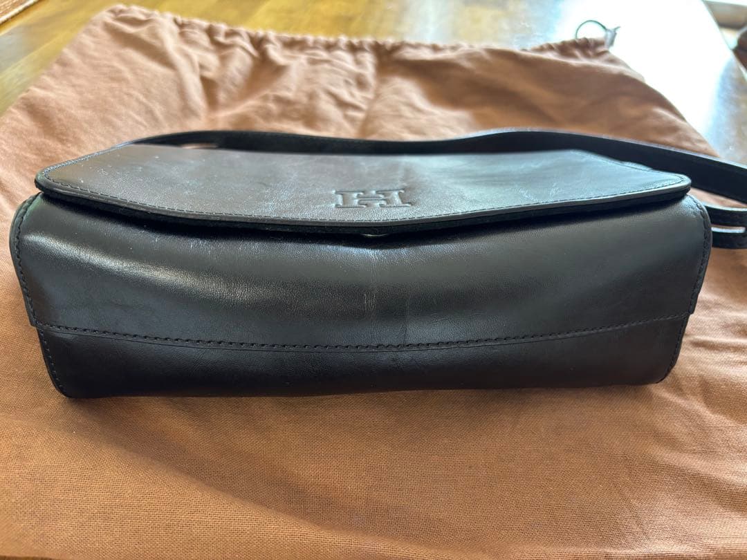 HIROFU ヒロフ 本革 レザー フォーマル ハンドバッグ 黒