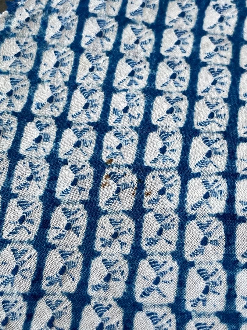 着物　絞り　浴衣布地　ブルー系　夏用ワンピース　浴衣　ハンドメイド　新品　1反