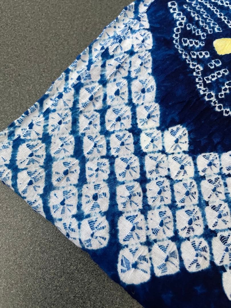 着物　絞り　浴衣布地　ブルー系　夏用ワンピース　浴衣　ハンドメイド　新品　1反