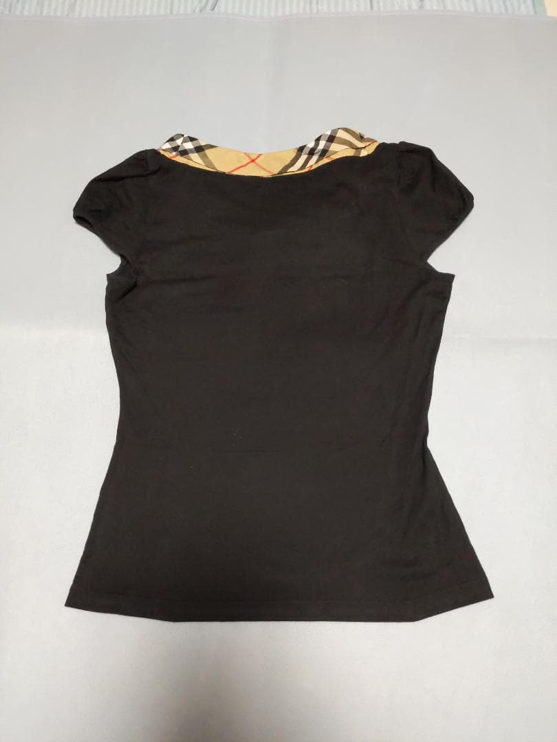 バーバリーブルーレーベル ノバチェックリボンタイ　半袖カットソー　黒38