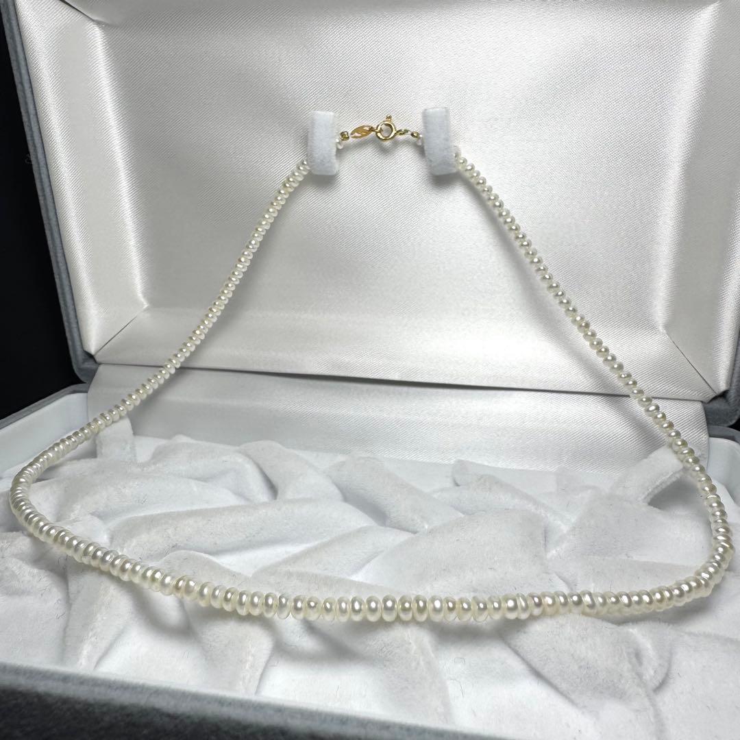 K18 750刻印 本真珠 ベビーパール ネックレス 3.2mm 41.5cm