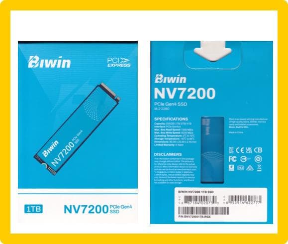 【新品・未使用】 Biwin NV7200 NVMeSSD1TB ヒートシンク付