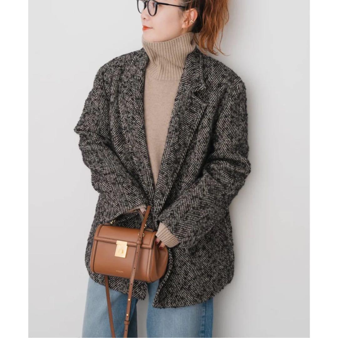 Spick & Span ヘリンボンツイードジャコット