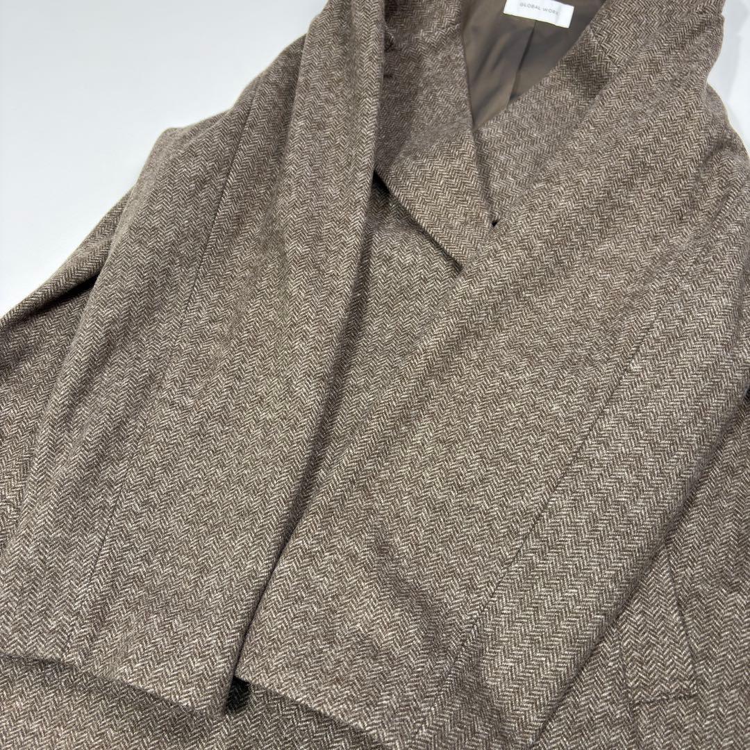 新品タグ付 グローバルワーク カロヤカSTRエリ2WAYコート チンタブ L