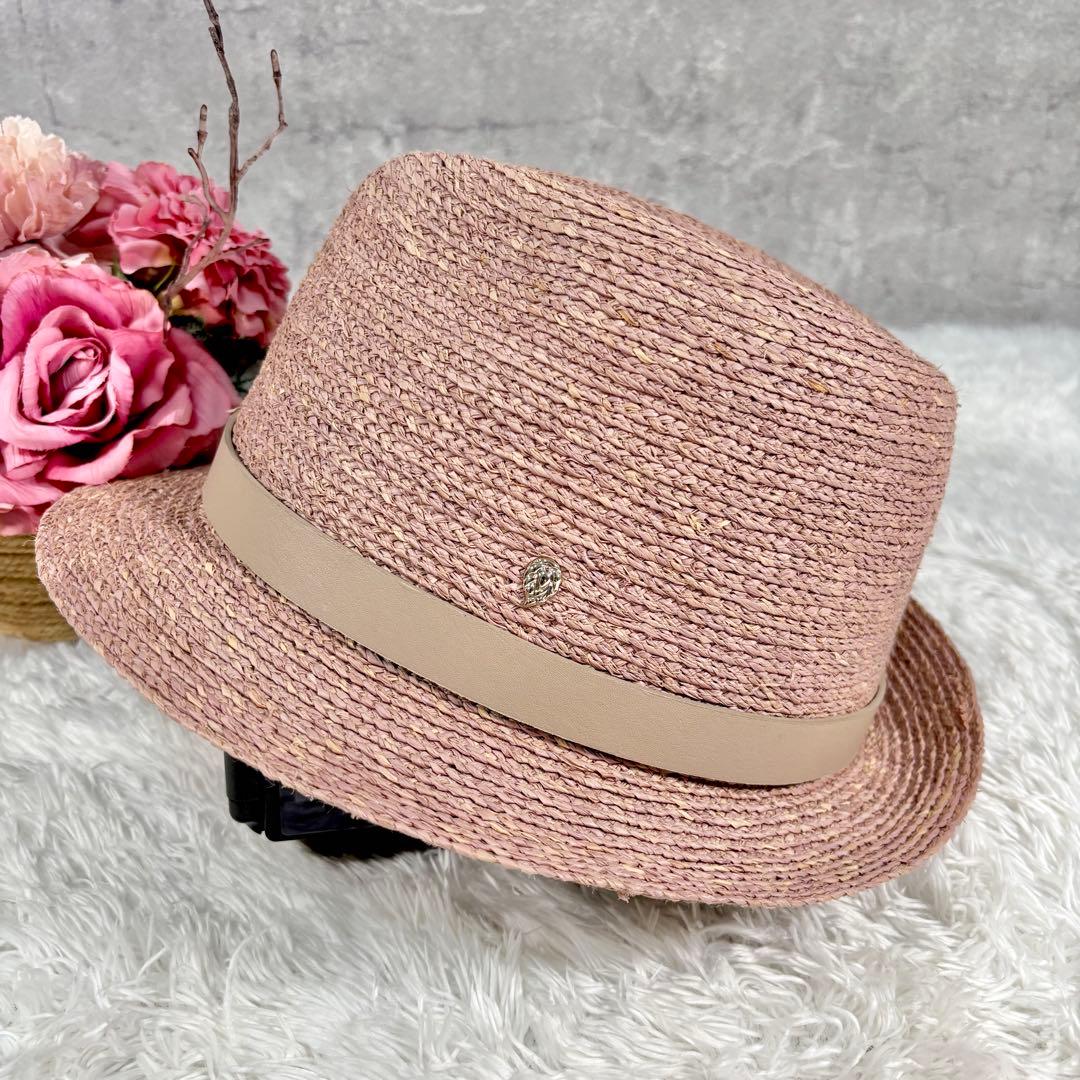 ヘレンカミンスキー 帽子 麦わら ハット ラフィア ピンク 形状 立体