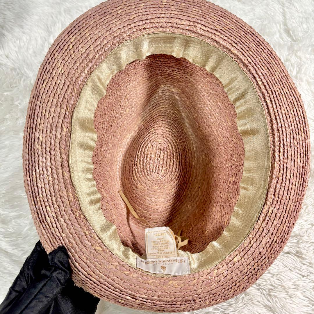 ヘレンカミンスキー 帽子 麦わら ハット ラフィア ピンク 形状 立体