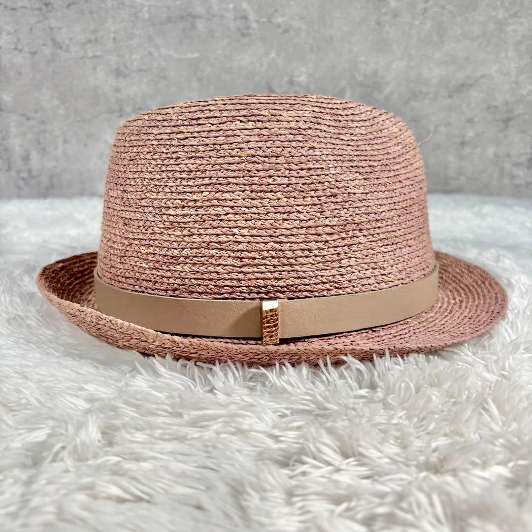 ヘレンカミンスキー 帽子 麦わら ハット ラフィア ピンク 形状 立体