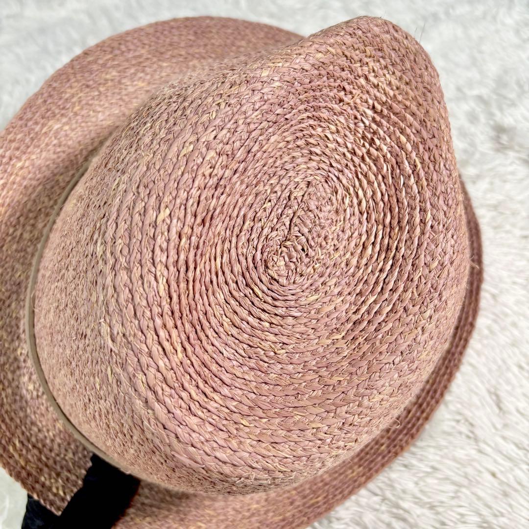 ヘレンカミンスキー 帽子 麦わら ハット ラフィア ピンク 形状 立体