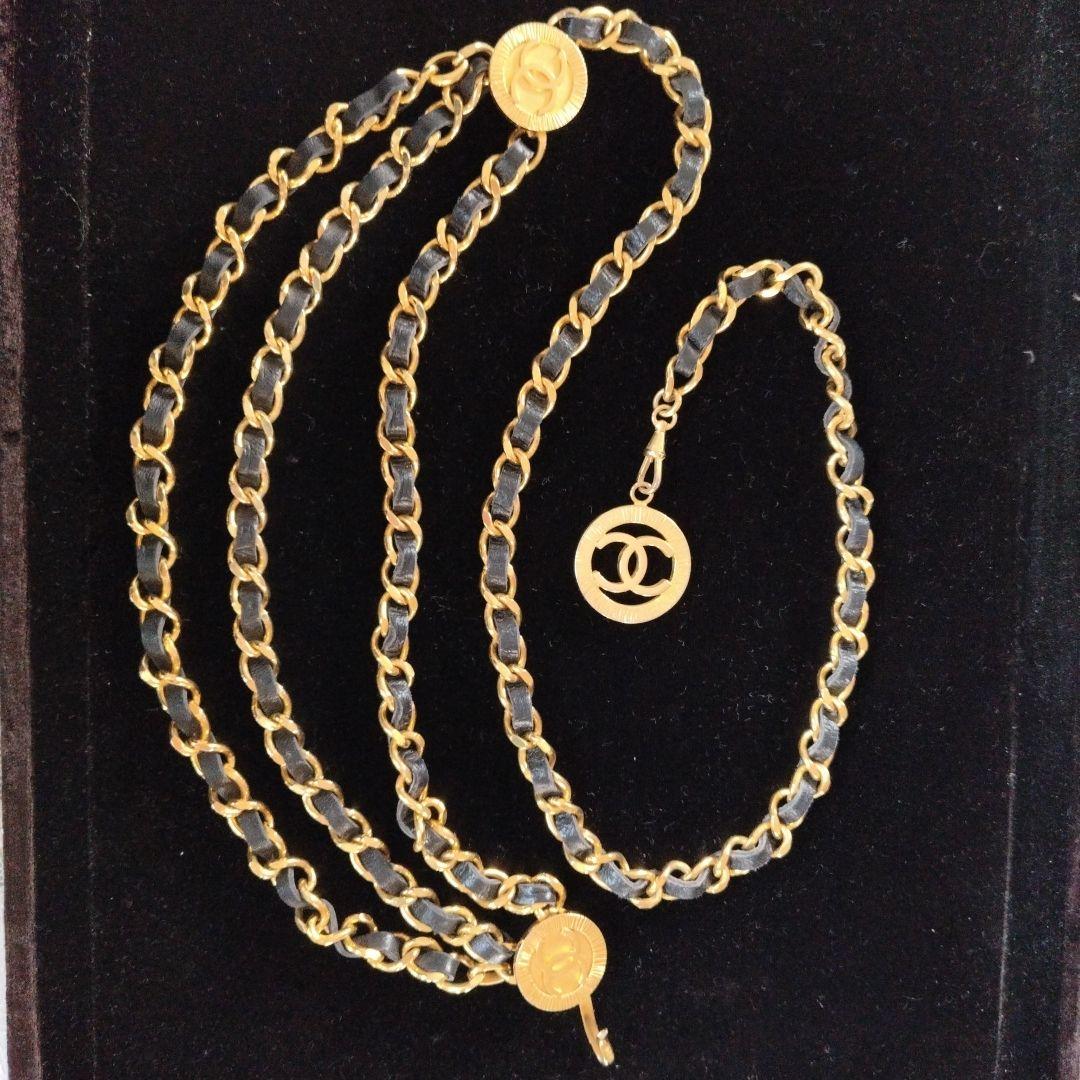 CHANEL チェーンベルト ゴールド/ブラック