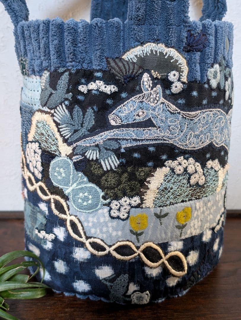 SALE❗️古布藍染《飛び躍ねるパプリッコ》ミナ　サリーS　PJC 　バック