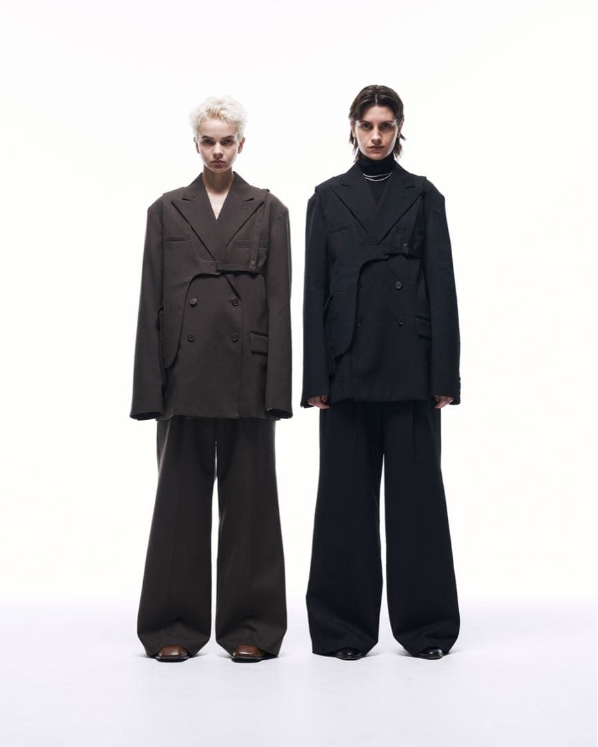 ILEAN ウールスラックス ブラック サイズ1 ワイドストレート