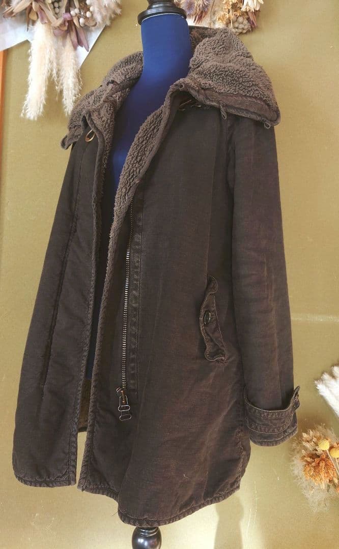 SHARE SPIRIT モッズコート スミクロ　ボア襟