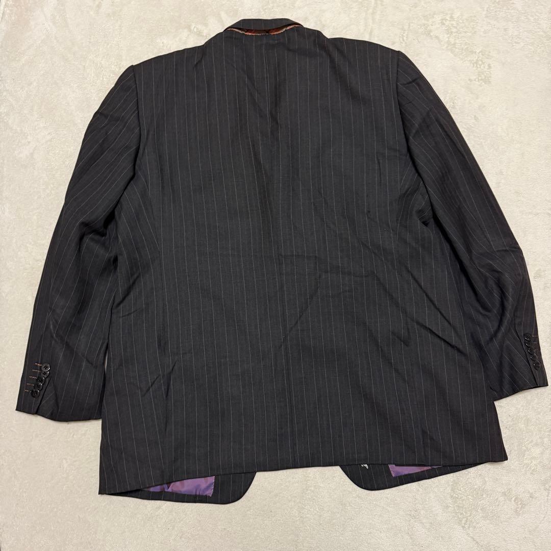 美品　ダンヒル　セットアップスーツ　ダークグレー　ストライプ　ゆったり2XL相当