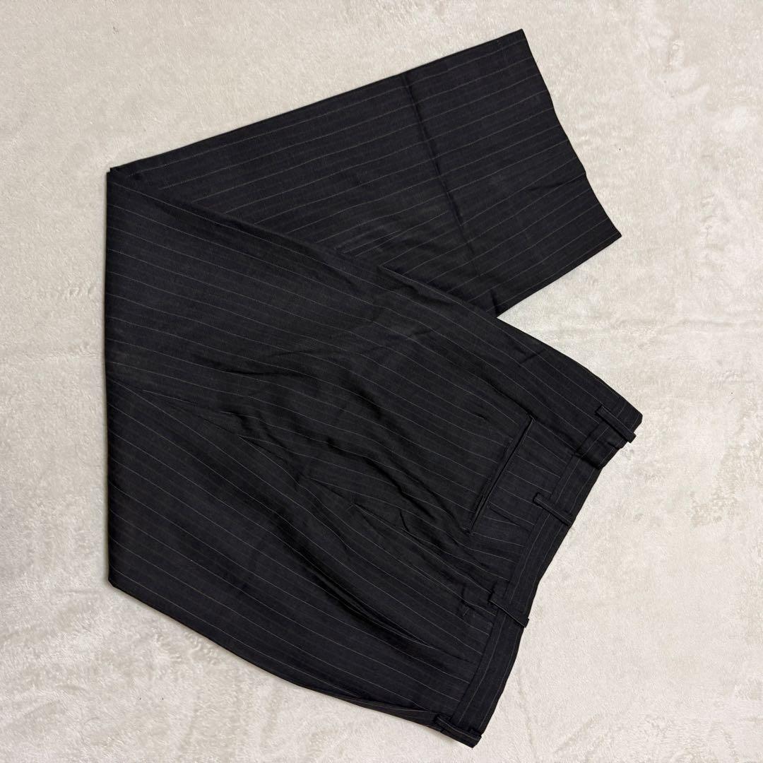 美品　ダンヒル　セットアップスーツ　ダークグレー　ストライプ　ゆったり2XL相当