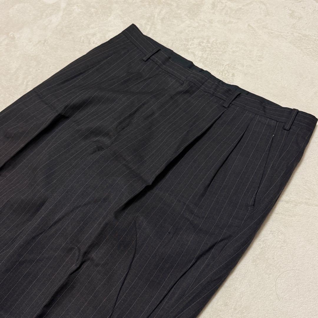 美品　ダンヒル　セットアップスーツ　ダークグレー　ストライプ　ゆったり2XL相当