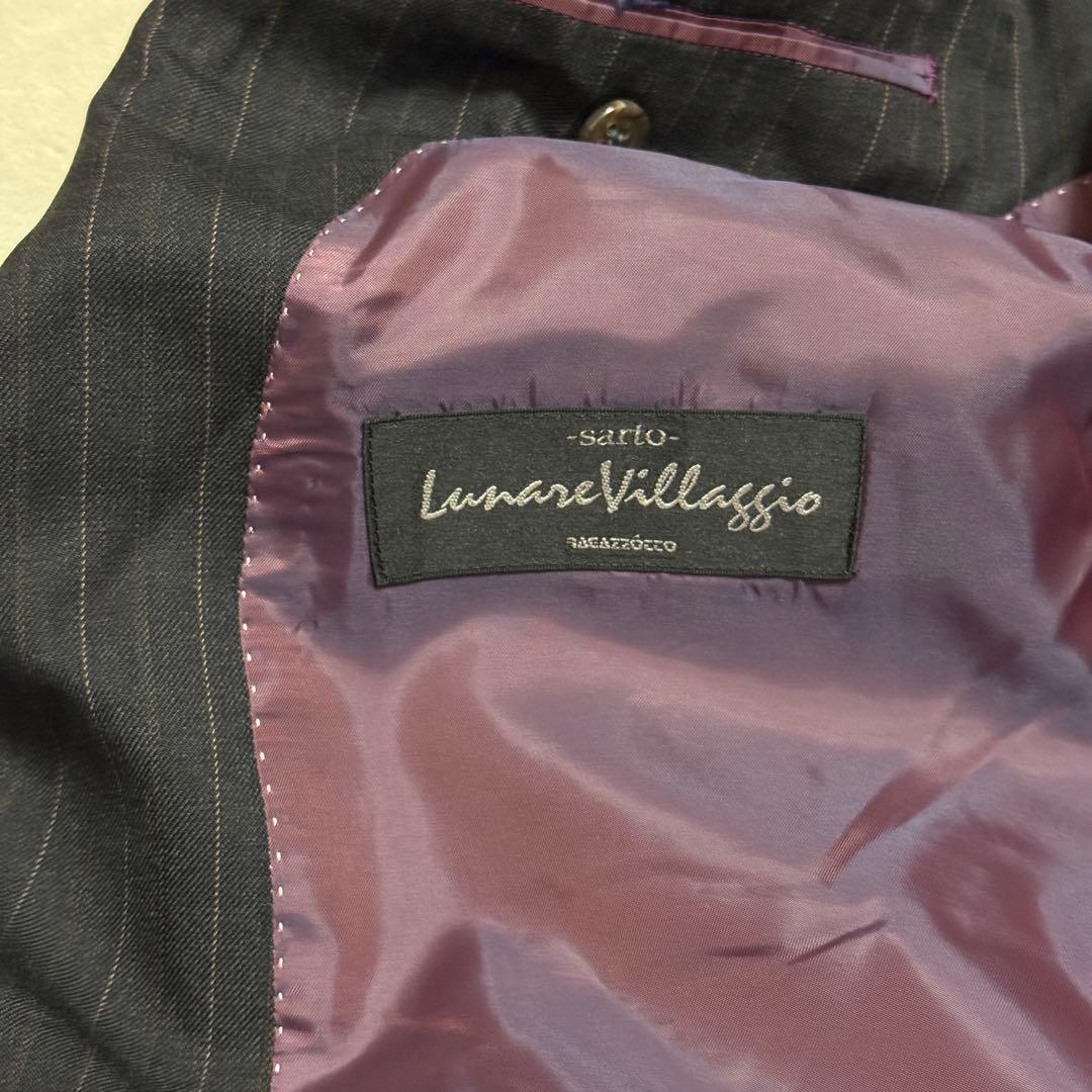 美品　ダンヒル　セットアップスーツ　ダークグレー　ストライプ　ゆったり2XL相当