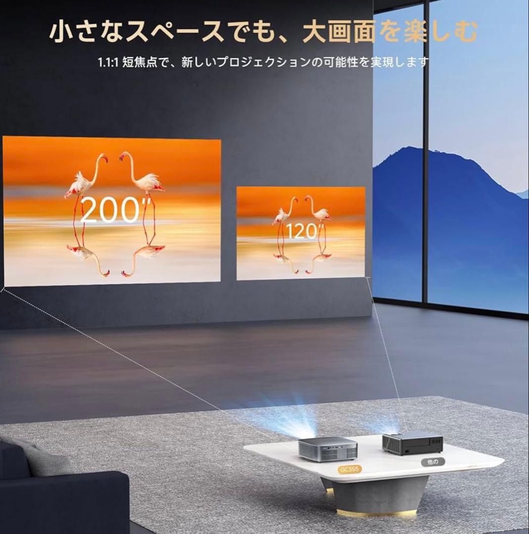 プロジェクター 家庭用 小型 1200Ansi 4K対応 大画面 軽量 グレー