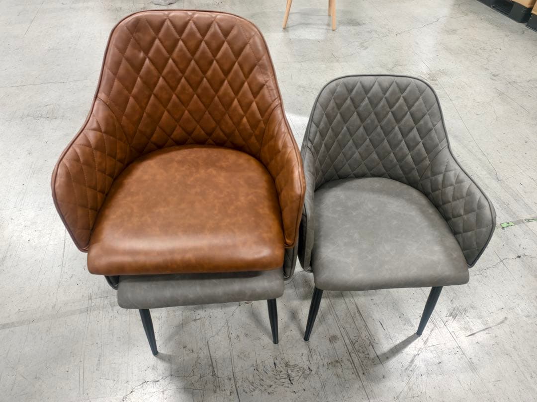 高級感レザーファブリックダイニングチェア2脚セットスチール脚北欧風おしゃれ