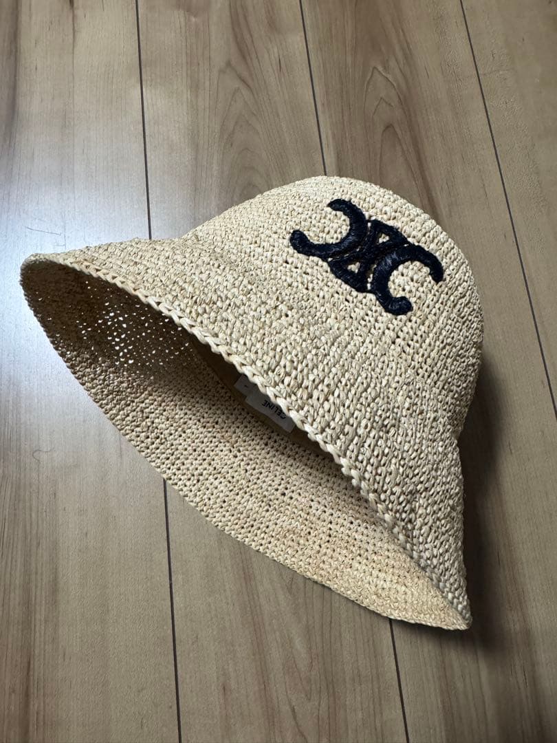 Mia◎美品◎CELINE バケットハット ラフィアハットLサイズ