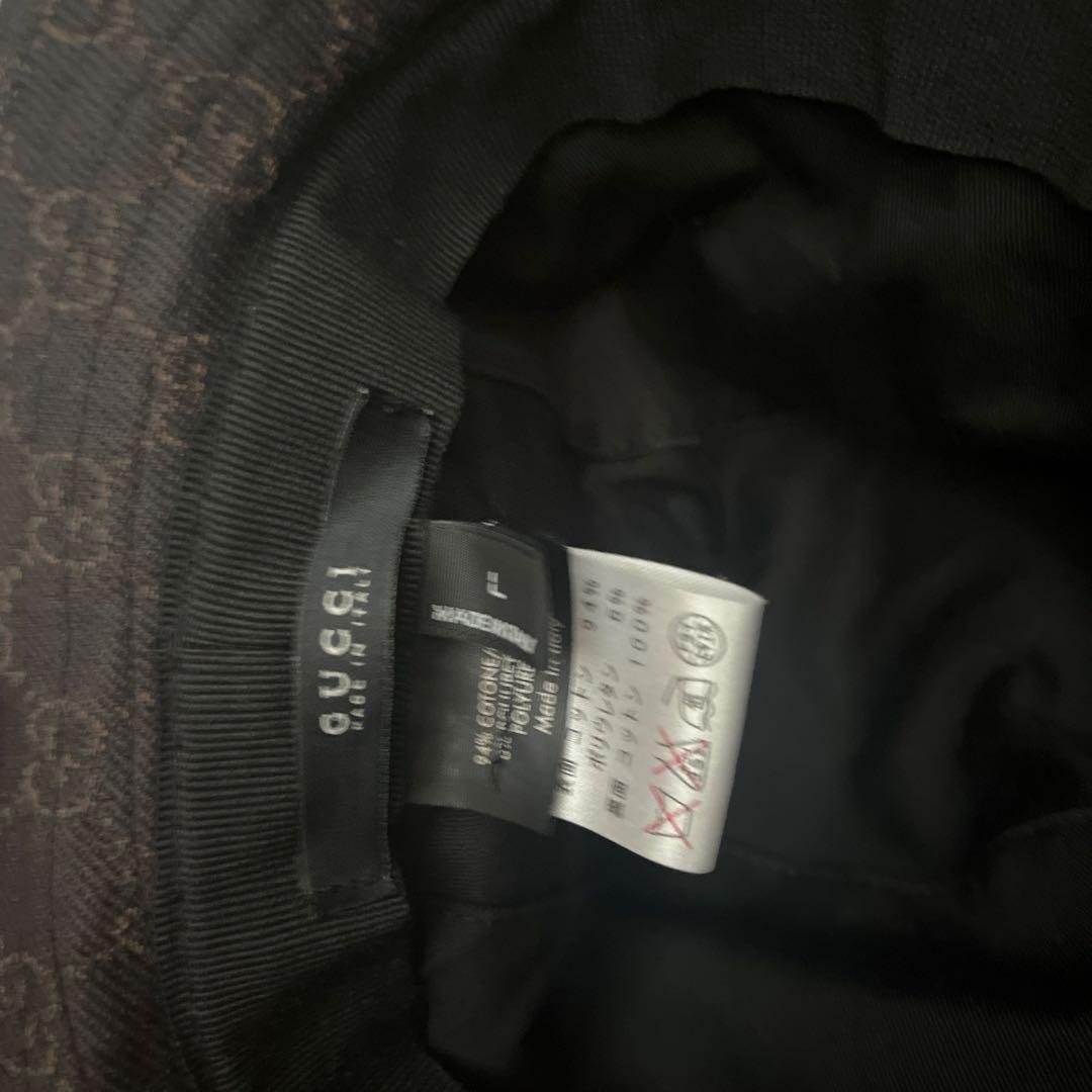 GUCCI ブラック ロゴパターン ハット F