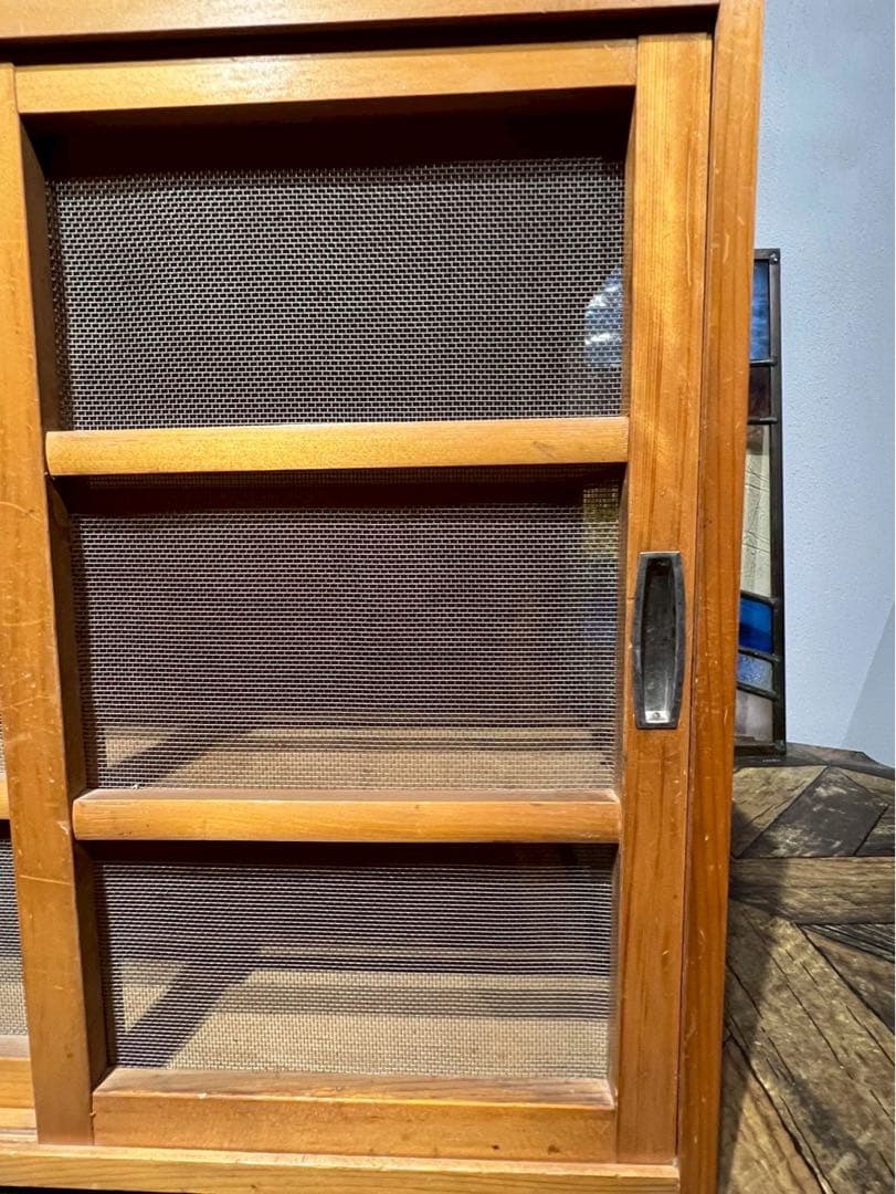 yuki＊蝿帳 食器棚 キッチン 水屋 収納棚 網飾り棚 昭和レトロ