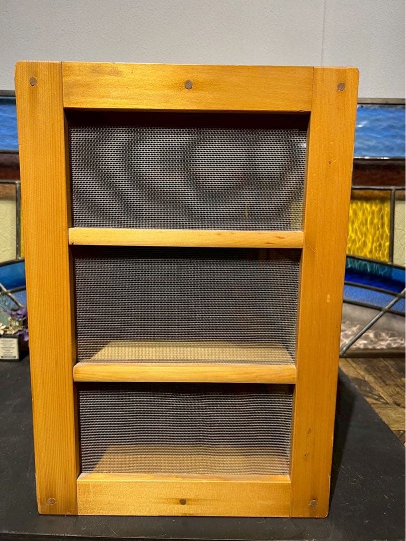 yuki＊蝿帳 食器棚 キッチン 水屋 収納棚 網飾り棚 昭和レトロ