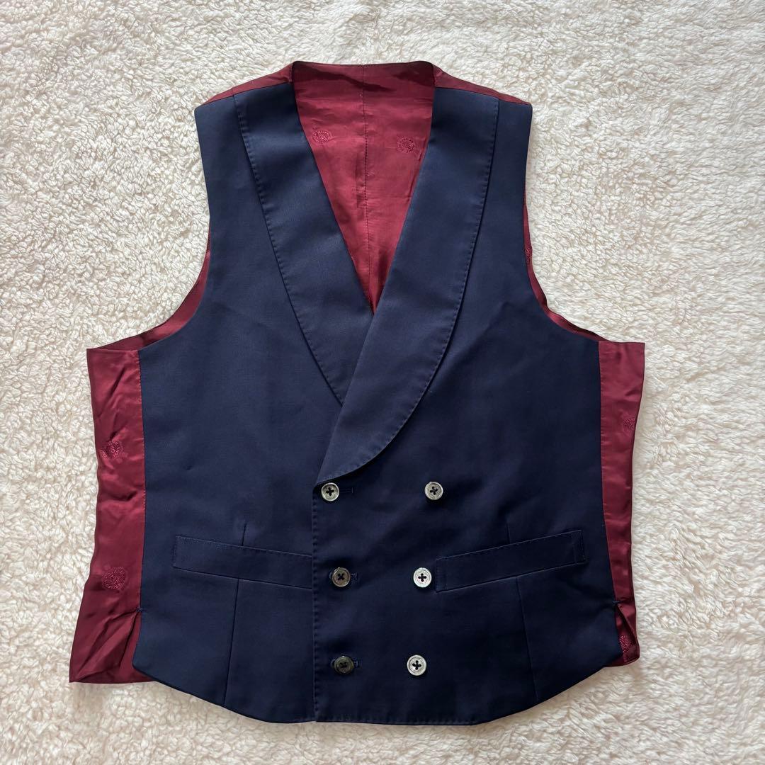 【高級】エルメネジルドゼニア スーツ スリーピース ネイビー M シェルボタン