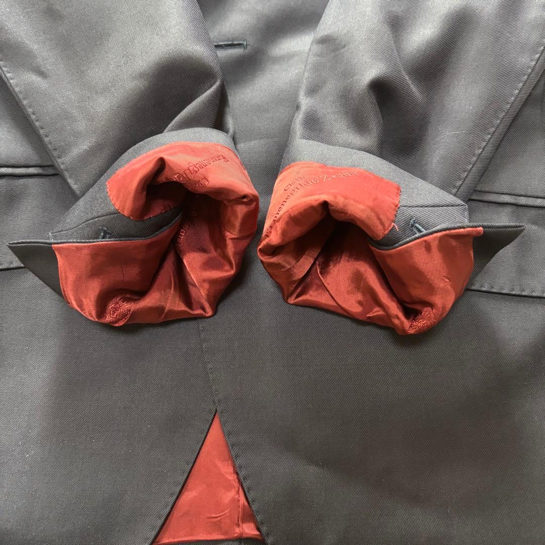 【高級】エルメネジルドゼニア スーツ スリーピース ネイビー M シェルボタン