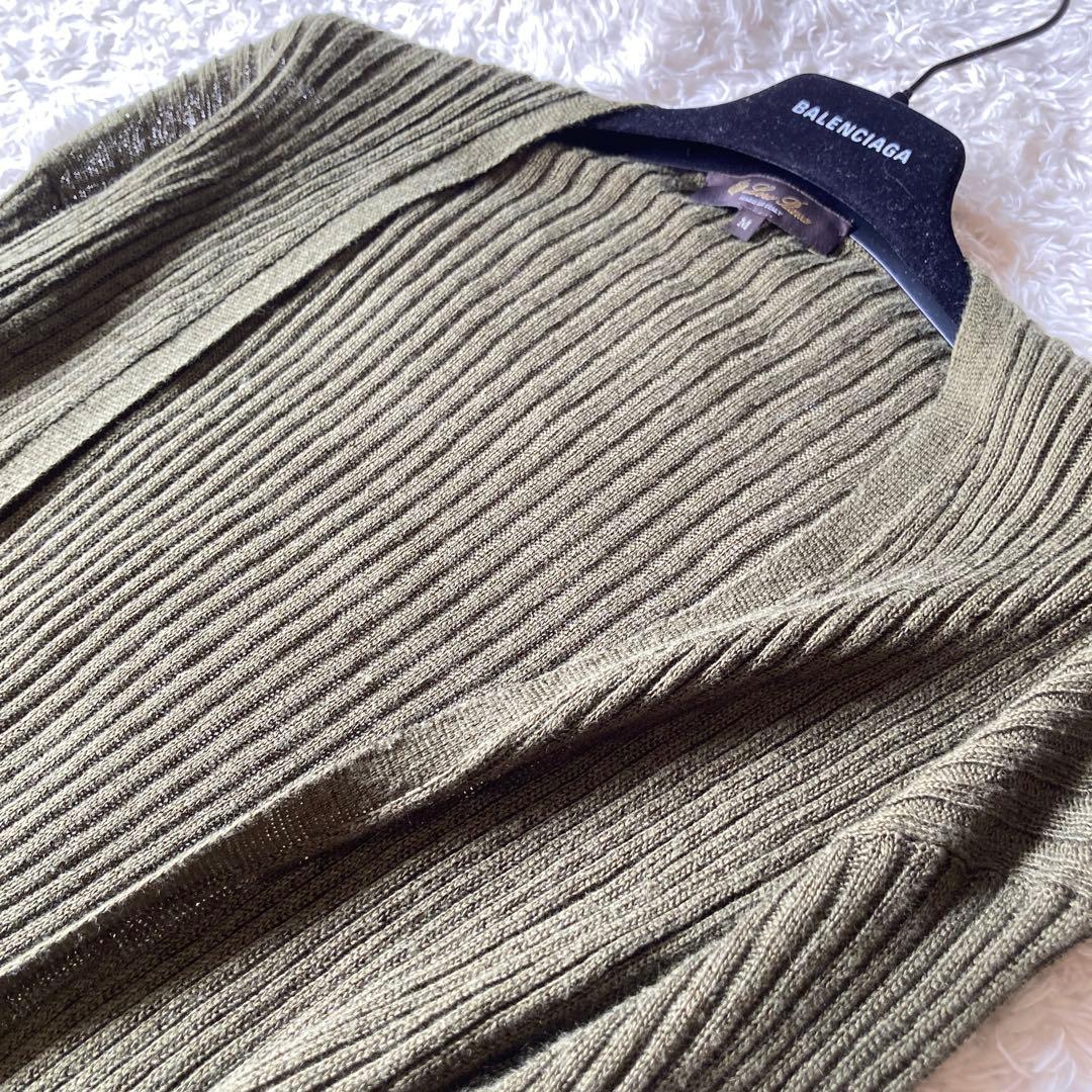 美品✨ロロピアーナ 現行タグ　シルクとリネンスリット　ロングカーディガン　緑