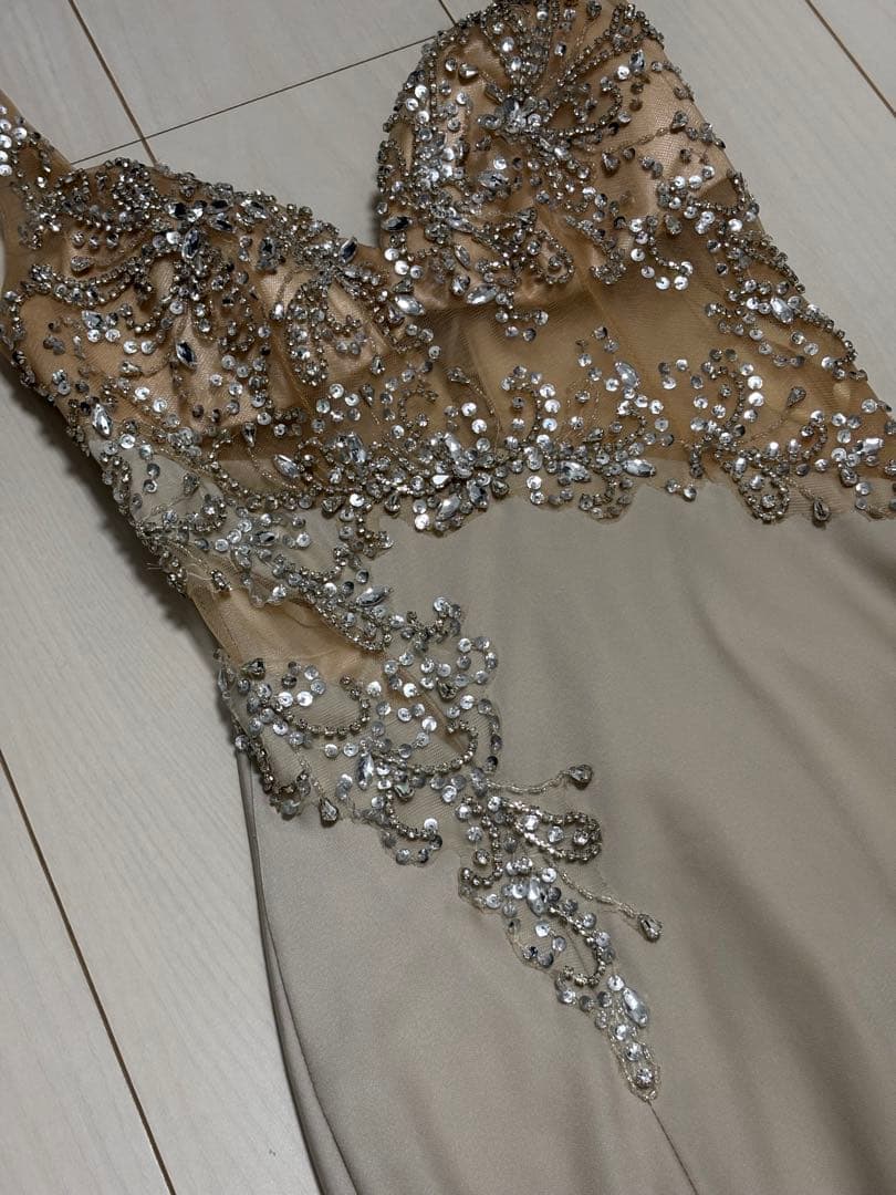 IRMA イルマ ビジュー 刺繍 スリット ロングドレス キャバドレス