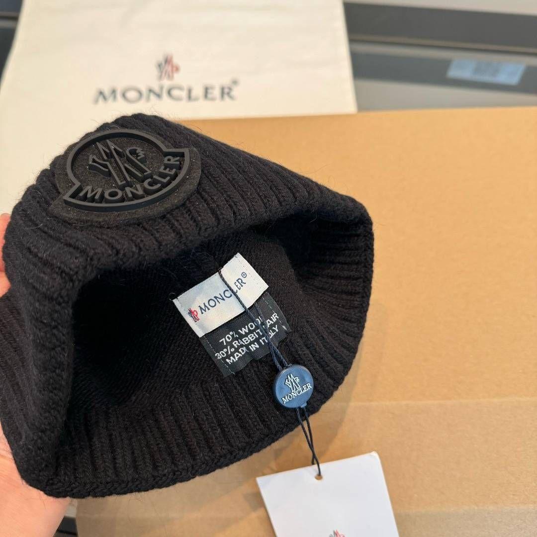 MONCLER ロゴ ニット キャップ ブラック